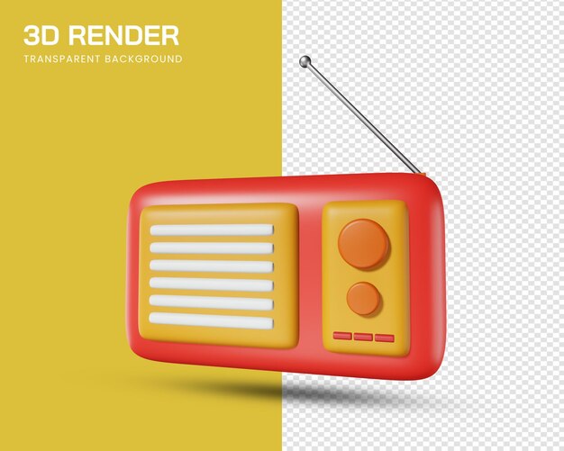 Ilustración 3d de radio vintage