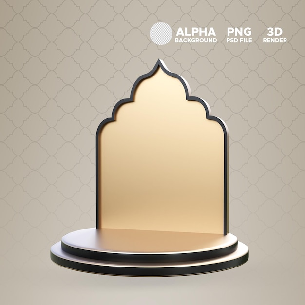Ilustración 3D Ramadán torcido podio Icono para diseño objeto aislado