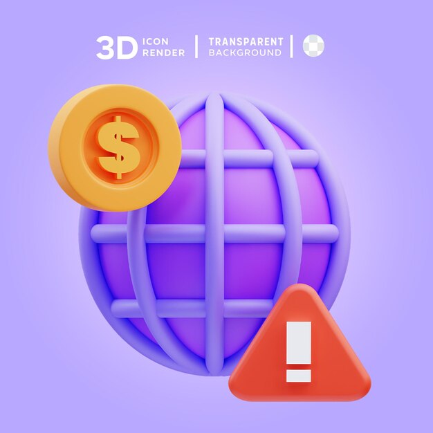 Ilustración 3d de la recesión mundial de psd