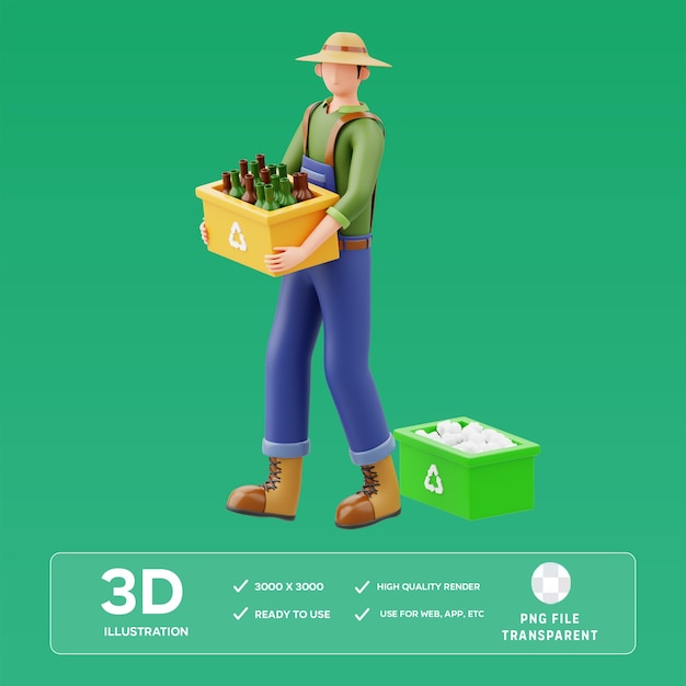 Ilustración 3D del reciclaje de PSD