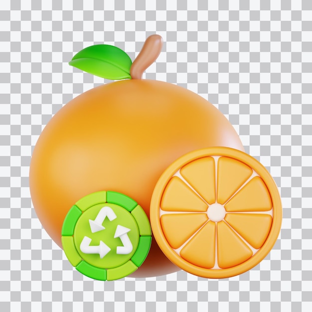 Ilustración 3D del reciclaje de residuos orgánicos