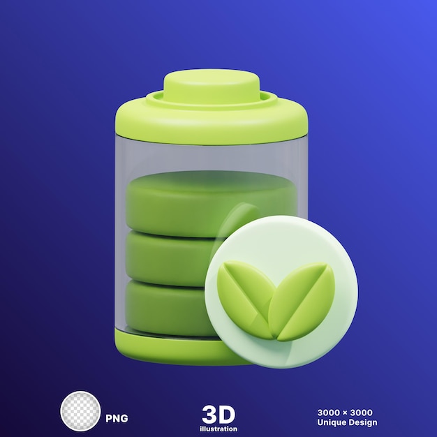 Ilustración 3D de un recipiente con líquido verde en él y planta afuera en fondo transparente