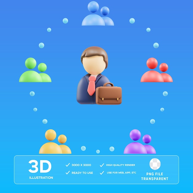 Ilustración en 3D de las redes empresariales de PSD