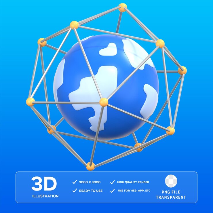 PSD ilustración 3d de las redes psd