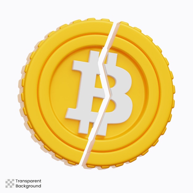 Ilustración 3D de la reducción a la mitad de Bitcoin