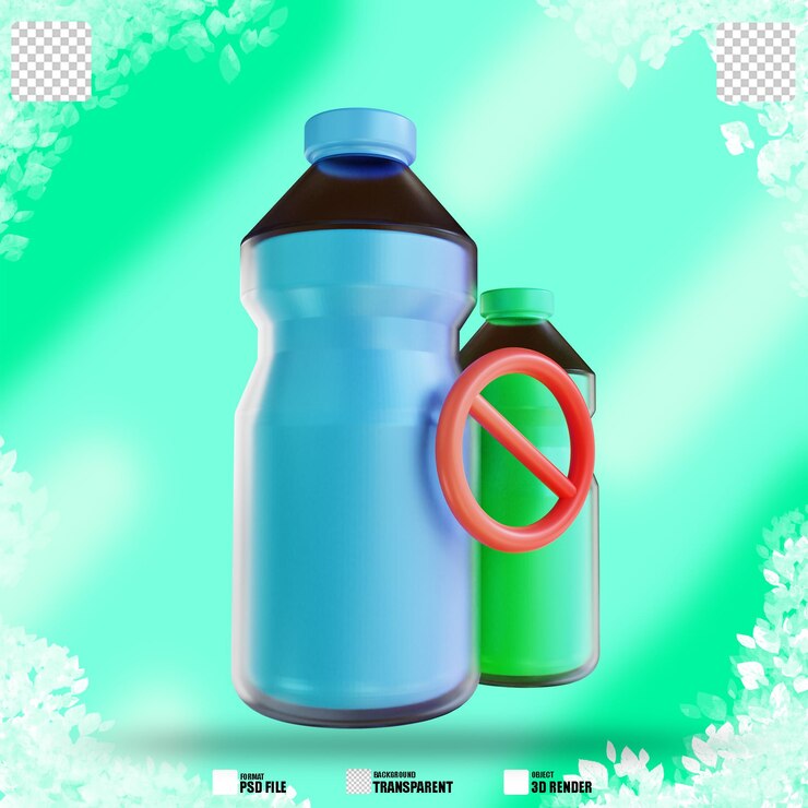 PSD la ilustración 3d reduce las botellas de plástico 3