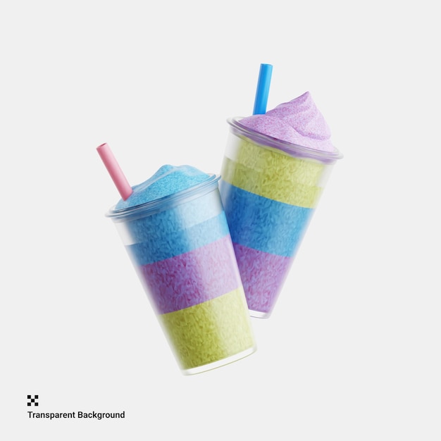 PSD ilustración 3d de la refrescante bebida slushie