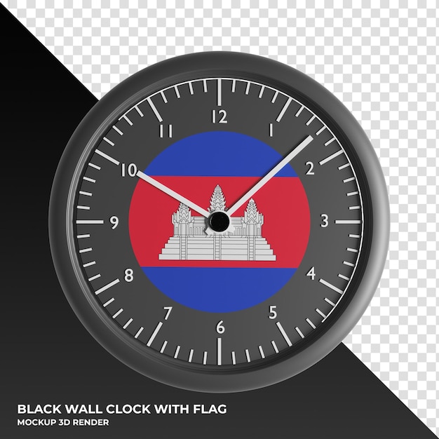 Ilustración 3D del reloj de pared con la bandera de Camerún