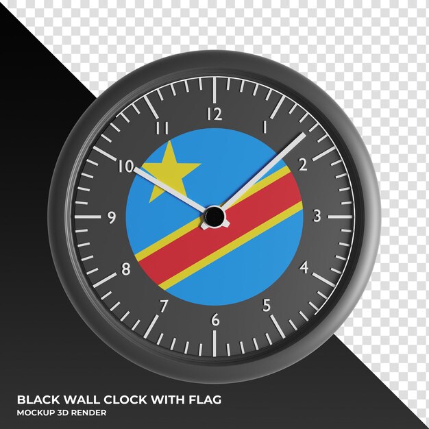 Ilustración 3D del reloj de pared con la bandera de Dinamarca