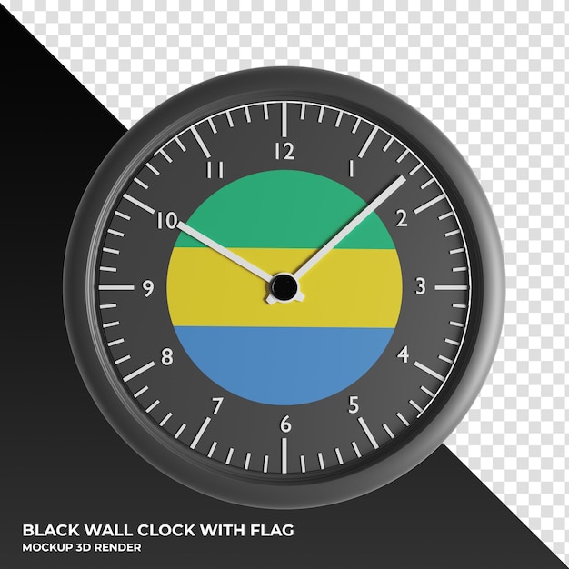 Ilustración 3D del reloj de pared con la bandera de Gambia