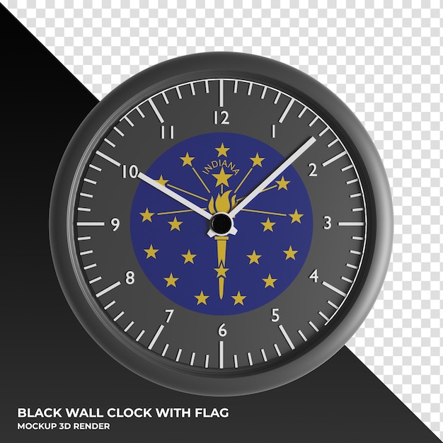 PSD ilustración 3d del reloj de pared con la bandera de iowa