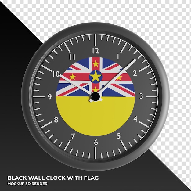 PSD ilustración 3d del reloj de pared con la bandera de la isla norfolk