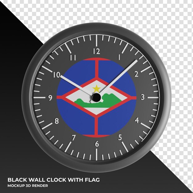Ilustración 3D del reloj de pared con la bandera de Sint Eustatius
