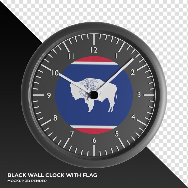 PSD ilustración 3d del reloj de pared con la bandera de yemen