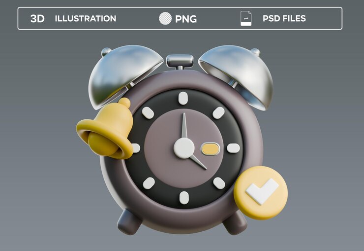 PSD ilustración 3d del reloj psd
