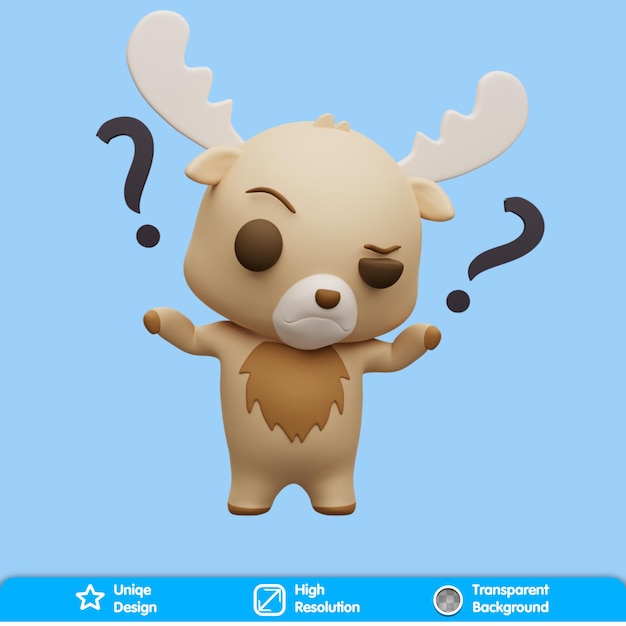 Ilustración 3D Render ANIMALZ, fondo transparente PSD