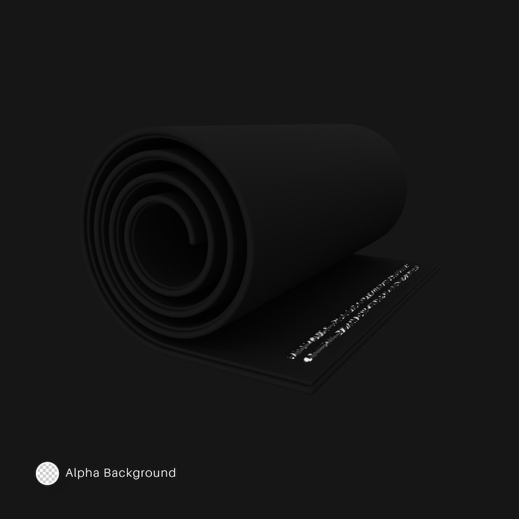 PSD ilustración 3d renderizado de alta calidad de estera de yoga negra.