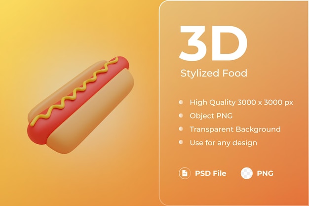 Ilustración 3d de renderizado de perritos calientes