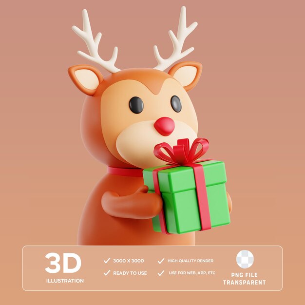 Ilustración 3D del reno en PSD
