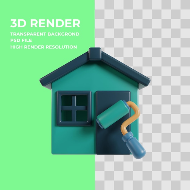 PSD ilustración 3d de renovación de la casa