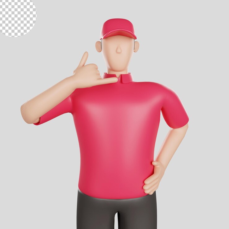 PSD ilustración 3d de un repartidor con una camisa roja. psd premium