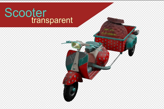 Ilustración 3D Representación 3d Vespa roja