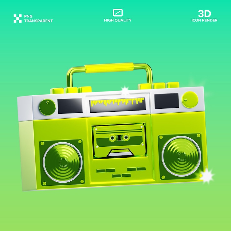 PSD ilustración 3d retro de psd bombox