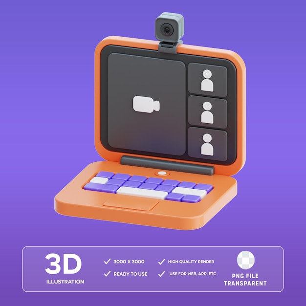 Ilustración 3D de la reunión en línea de PSD