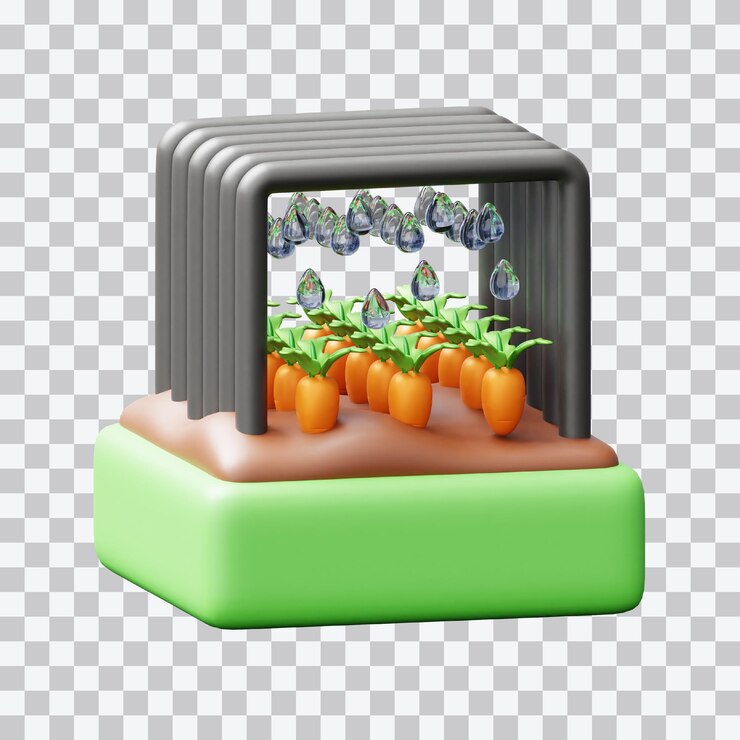 PSD ilustración en 3d del riego automático