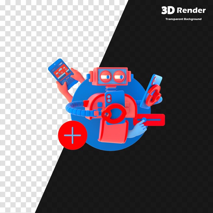 PSD una ilustración 3d de un robot 3d con una imagen 3d del robot 3d