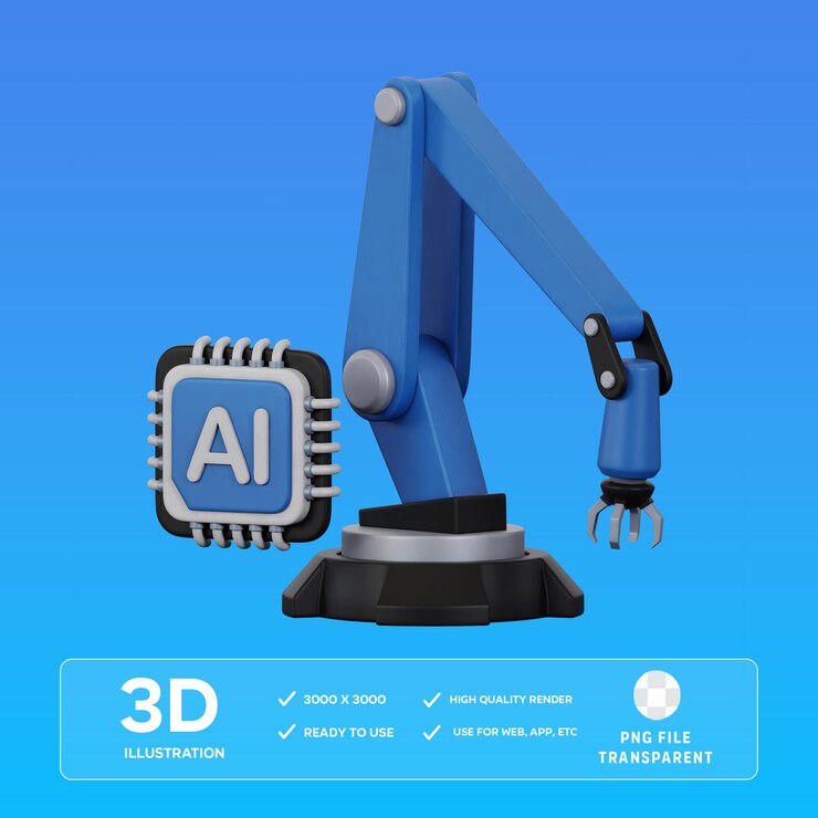 PSD ilustración 3d de robots industriales