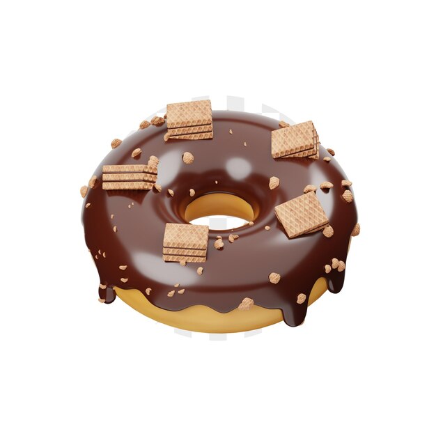 PSD ilustración en 3d de las rosquillas de chocolate