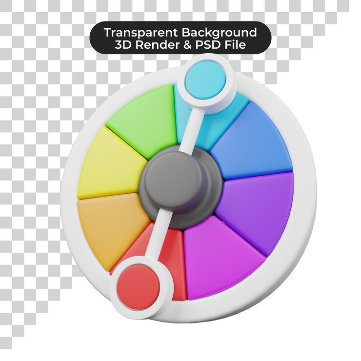 PSD ilustración 3d de una rueda de colores en estilo minimalista