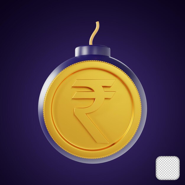 Ilustración en 3D de Rupee Coin Boom