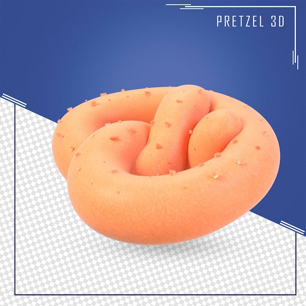 Ilustración 3d sabroso pretzel naranja