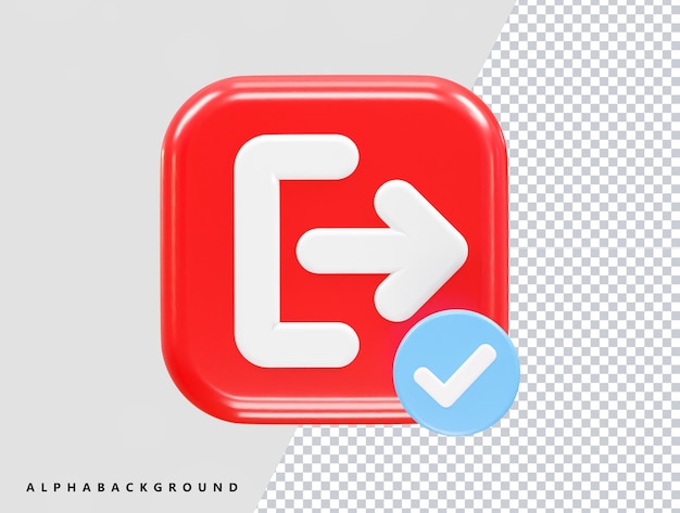 PSD ilustración 3d de salida del icono de salida que se hace transparente