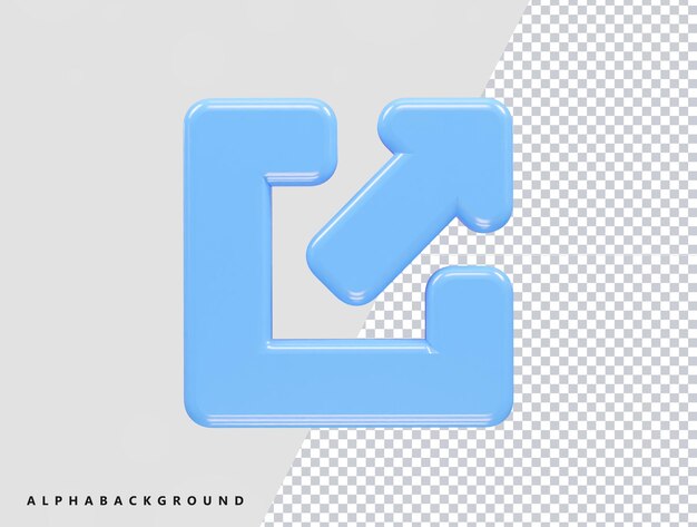 PSD ilustración 3d de salida del icono de salida que se hace transparente