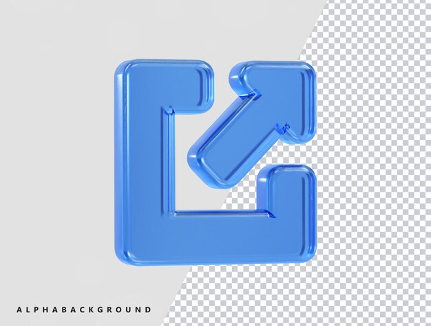 Ilustración 3D de salida del icono de salida que se hace transparente