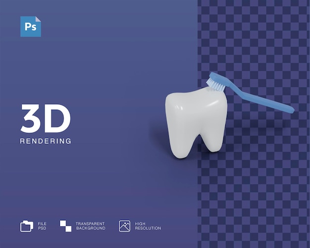 Ilustración 3D de salud dental