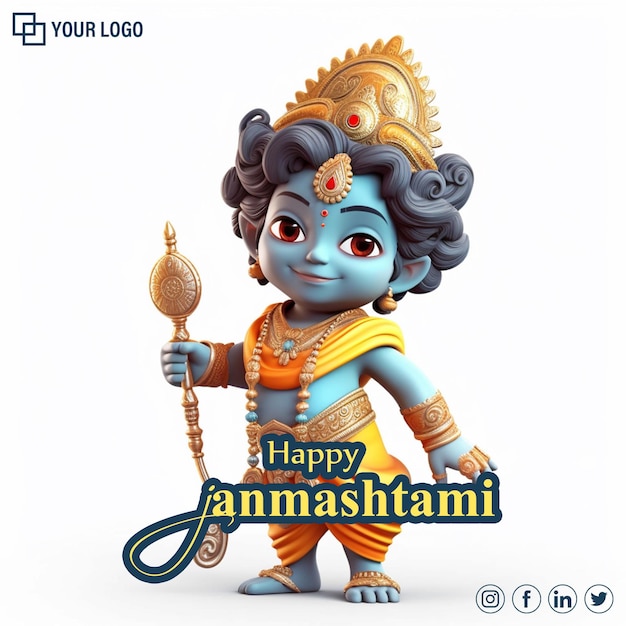 Ilustración 3D para el saludo de Krishna Janmashtami