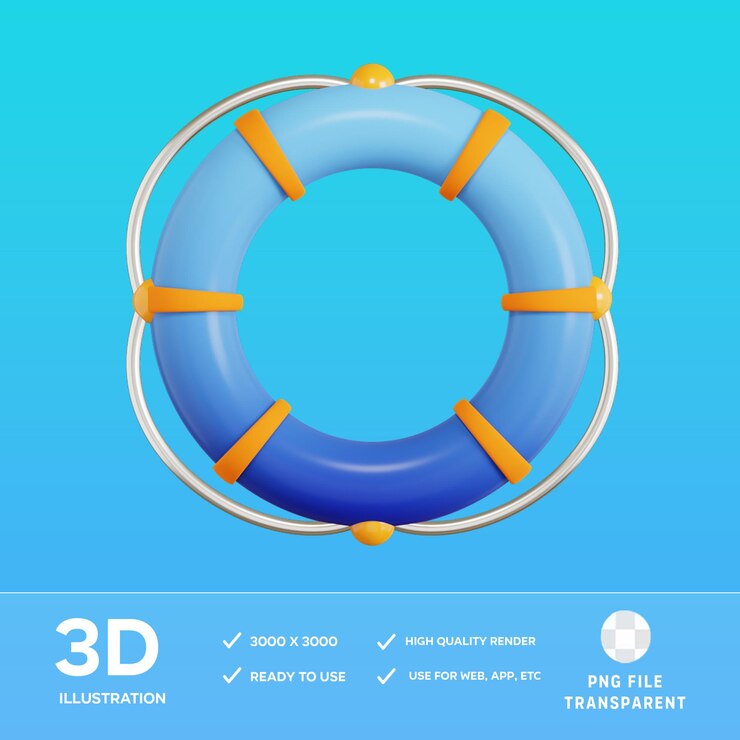 PSD ilustración en 3d del salvador de vidas de psd
