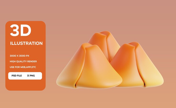 PSD ilustración 3d de las samosas de camarón psd