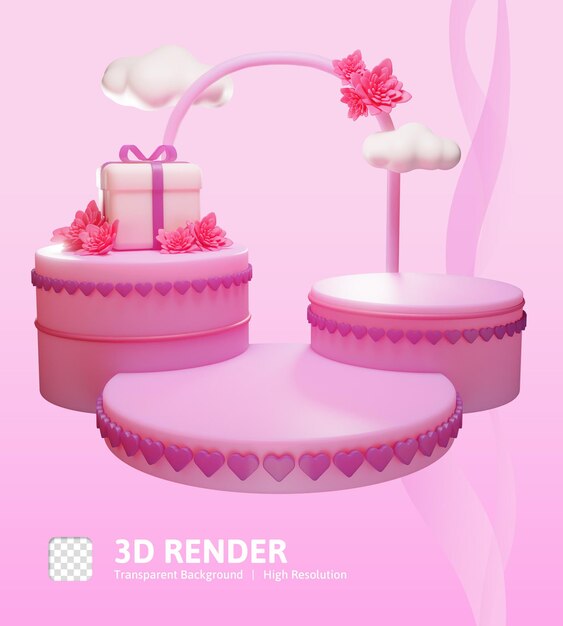 Ilustración 3D de San Valentín con se puede utilizar para impresión infográfica de aplicaciones web