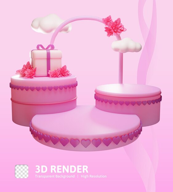 Ilustración 3d de san valentín con se puede utilizar para impresión infográfica de aplicaciones web