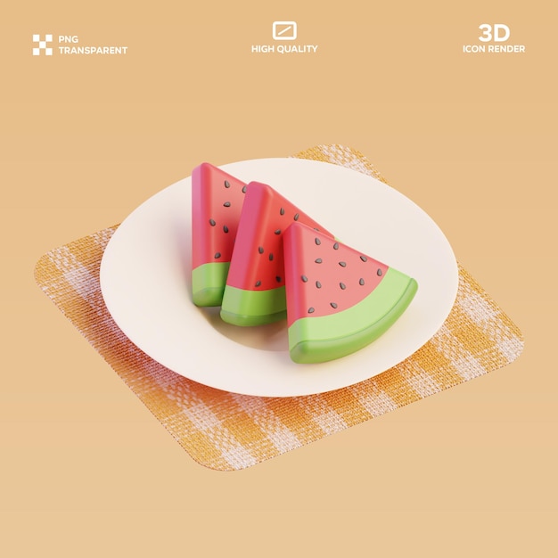 Ilustración 3D de la sandía en PSD