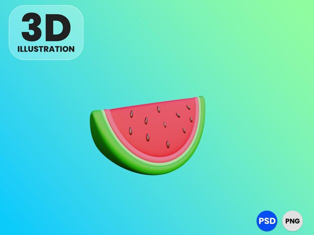 PSD ilustración 3d de sandía