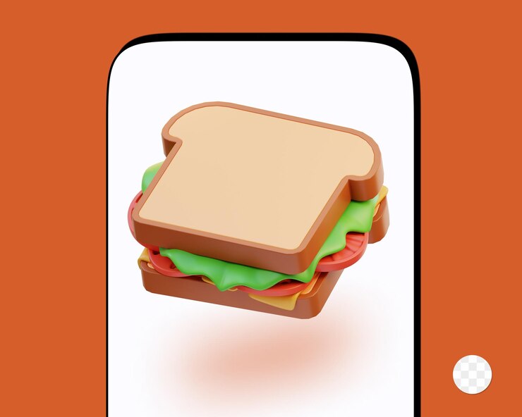 PSD ilustración 3d de sándwiches de comida rápida