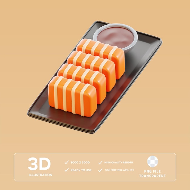 Ilustración 3D de sashimi para PSD