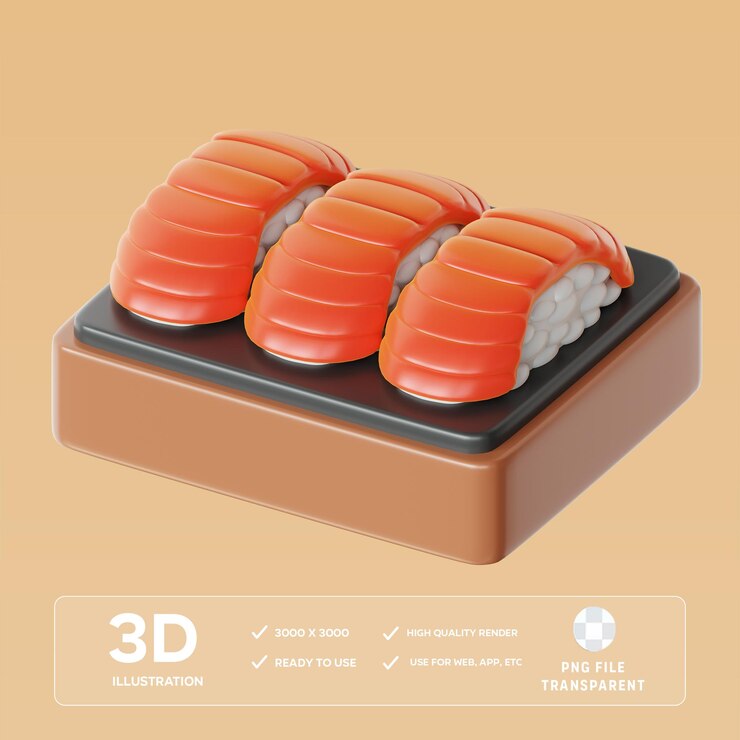 Ilustración 3D de Sashimi para PSD