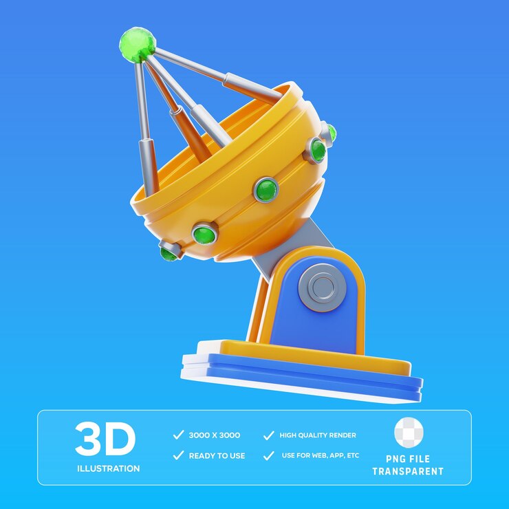 Ilustración 3D del satélite parabólico PSD